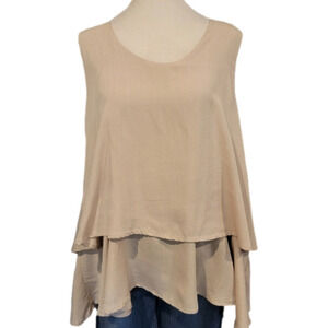 BELLE Lily Sleeveless Tiered Cream Blouse Size M